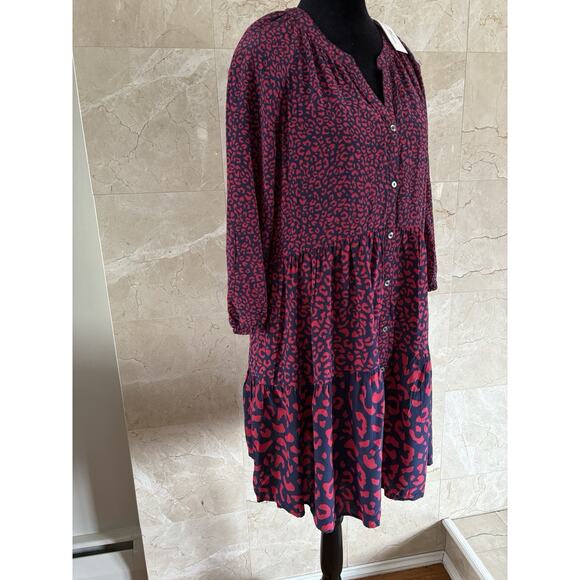 Vineyard Vines Leopard Tier Dress + Blouse Set- M, Navy Red Preppy Coord Duo NWT - Picture 4 of 14